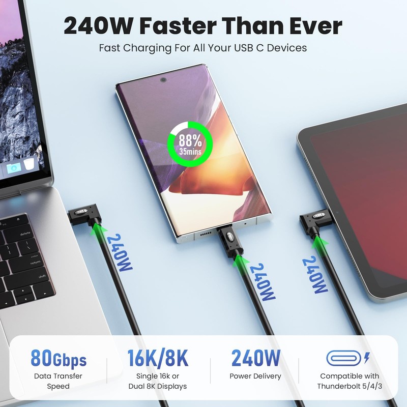 30cm Short Thunderbolt 5 Cable PD3.1 240W 80Gbps 16K HD Display Male C gallery