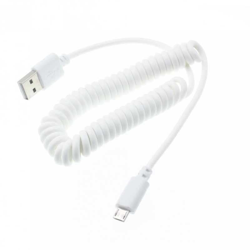 COILED USB CABLE CHARGER CORD MICRO-USB TO USB-C ADAPTER POWER WIRE for PHONES gallery