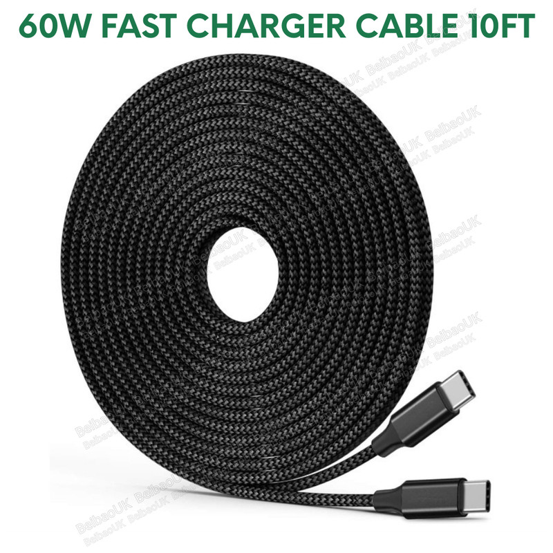 10FT Long USB-C to USB-C Type C Fast Charging Cable PD For Samsung iPhone 15 16