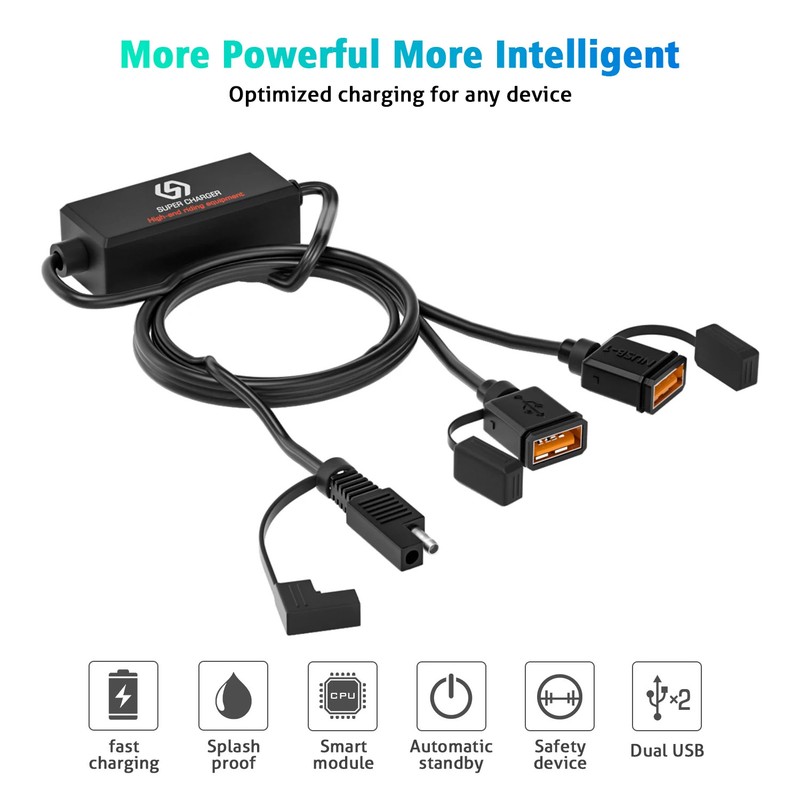 Motorcycle USB Fast Charger SAE To USB Adapter Quick Disconnect Plug Waterproof gallery