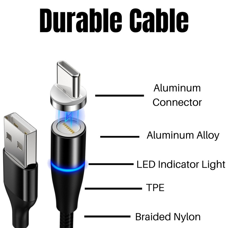 3Pack Magnetic USB Type C Cable Fast Charger 3/6Ft Data Cord For Android Samsung gallery