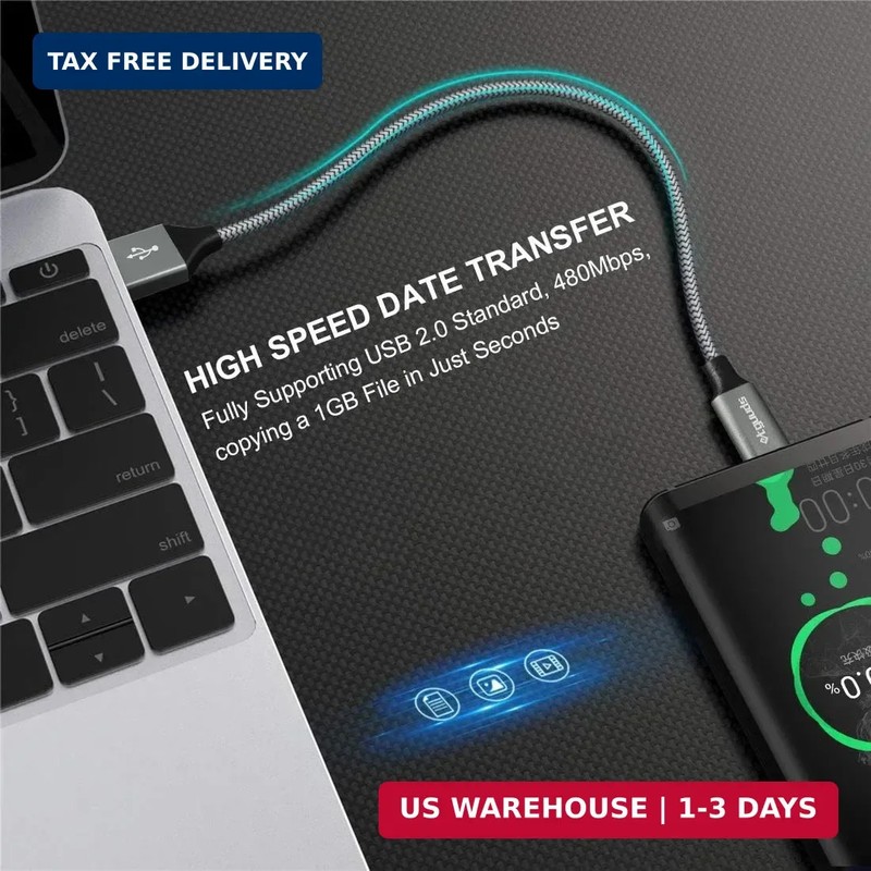 etguuds USB to USB C Cable 1ft, 2-Pack Short USB A to Type C Charger Cord Fast C gallery
