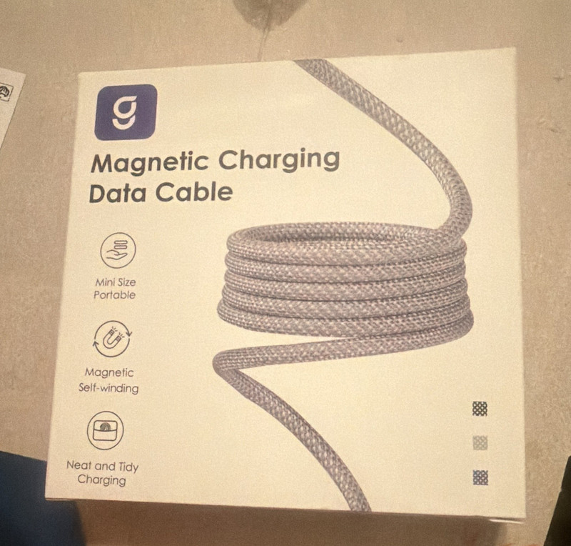 Magnetic Braided Nylon USB-C Charging & Data Sync Cable 1m Gray