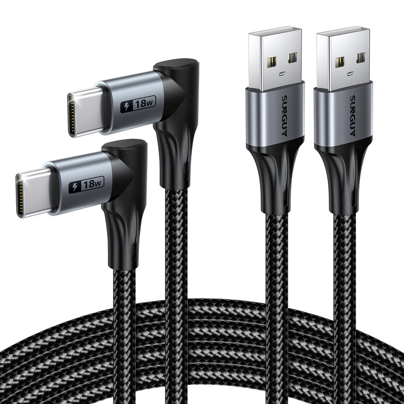 USB to USB C Cable Right Angle 2Pack, [10Ft/3M] 90 Degree USB-A to USB-C gallery