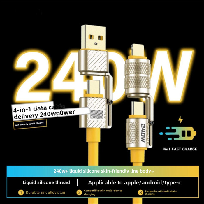 240W 4-in-1 Data Cable Super Fast Charge Cable For Apple iPhone 16 15 14 13 Pro gallery