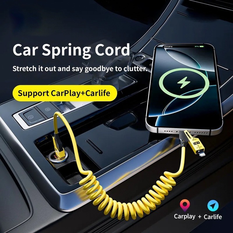 4-in-1 Coiled Fast Charging Cable USB-C Multi-Device Cord, Universal NEW US gallery
