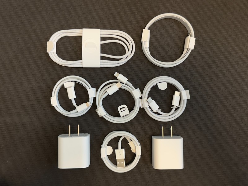 Original Apple USB-C Cables and Power Adapter (6 cables + 2 power adapters)