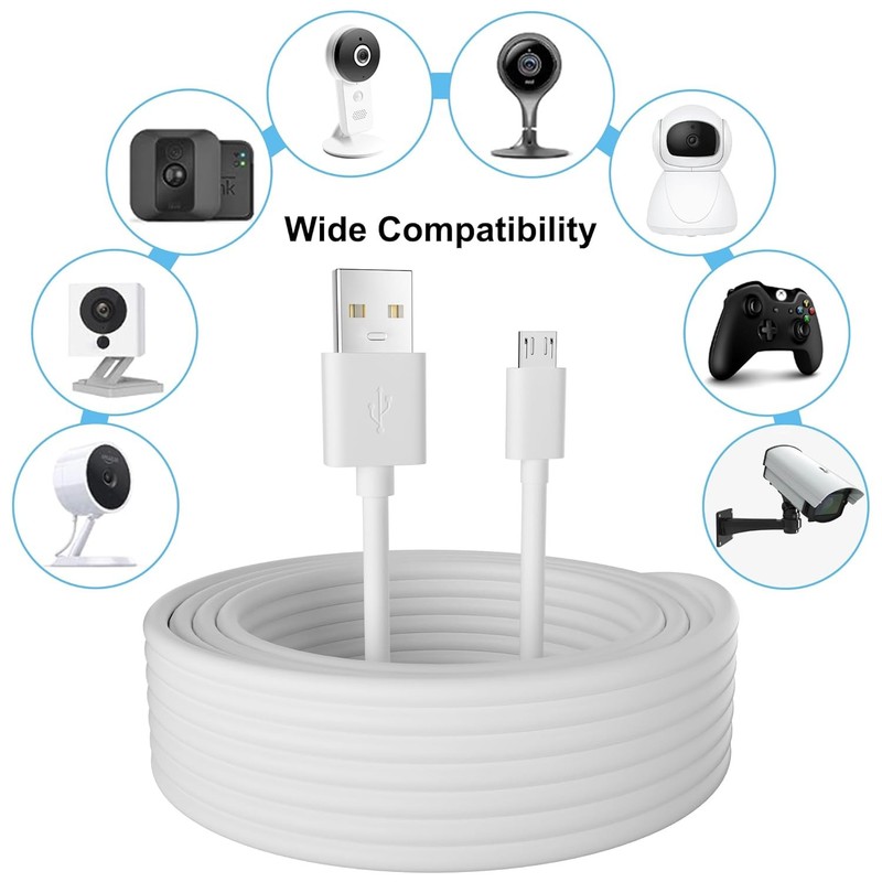 2-Pack 20FT USB to Micro USB Extension Power Cable, Long Charging Cord, 21AWG OF gallery