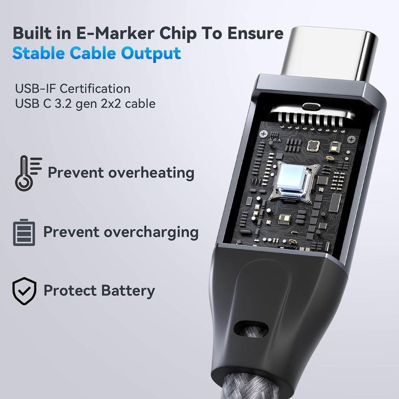 Durable 15FT USB C Braided Cable - 20Gbps Data & Fast Charging for All Devices gallery