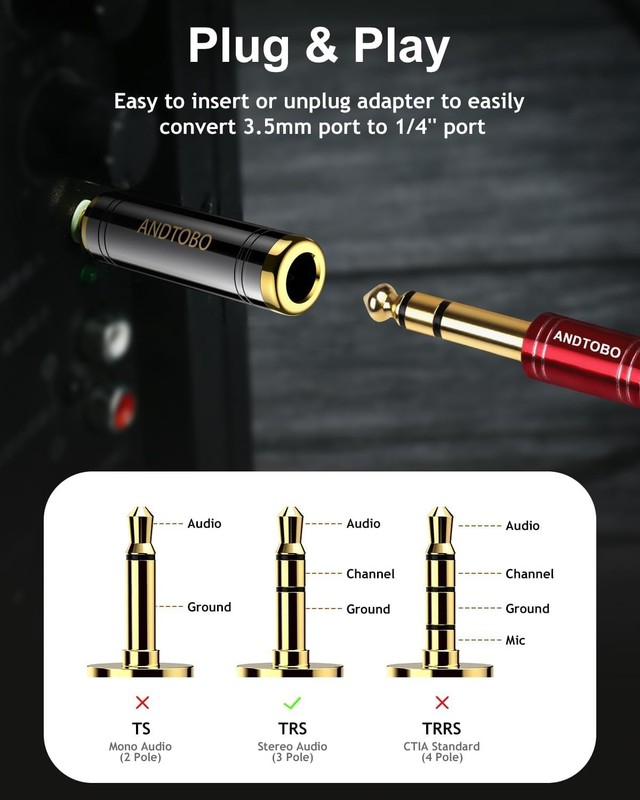 High Fidelity 3.5mm Male to 1/4'' Female Stereo Adapter - Pure Copper Quality gallery
