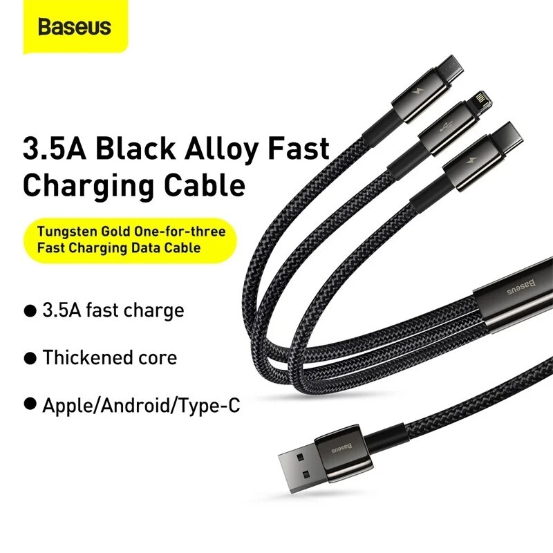 Baseus 3 in 1 USB Type C Cable For iPhone 14 13 12 Fast Charging Cable Samsung gallery