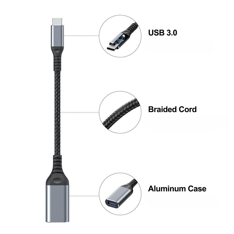 18.5 CM Cable Type C to USB Adapter USB-C Male OTG A Female Data Connector Line gallery