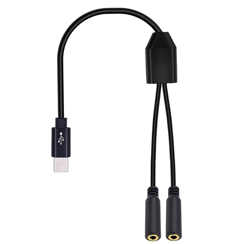 USB C to 3.5mm Dual Headphone Adapter - High Fidelity Audio Splitter 30cm gallery