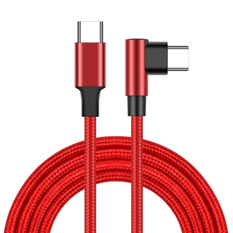 Multiple Color USB C To USB C Cable 60W Fast Speed Data Sync Angled Connector