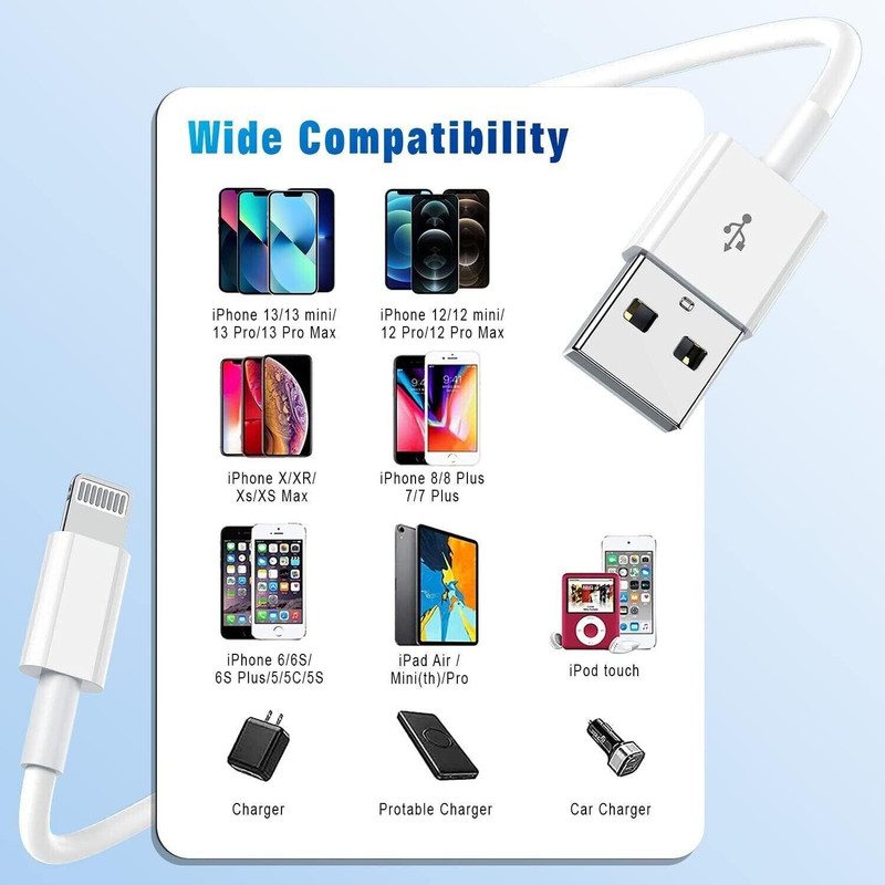 Fast USB Data Charger Cables lot Cords Apple iPhone 5 S 6 7 8 13 14 X 11 Plus gallery