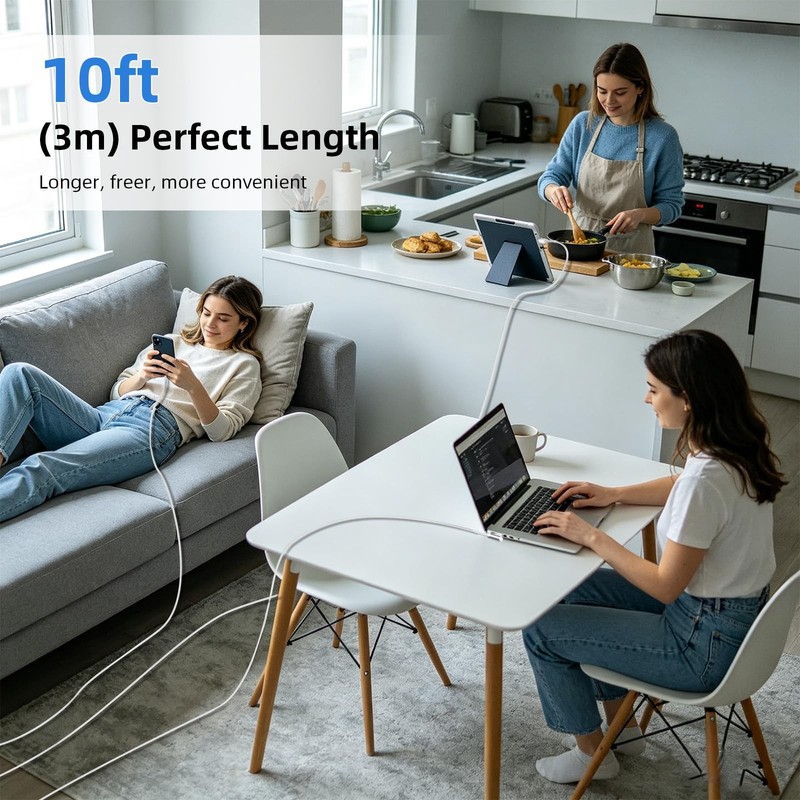 240W USB to USB Cable for MacBook/iPad/iPhone 17 16 15 Max, 10ft Right-Angle ... gallery