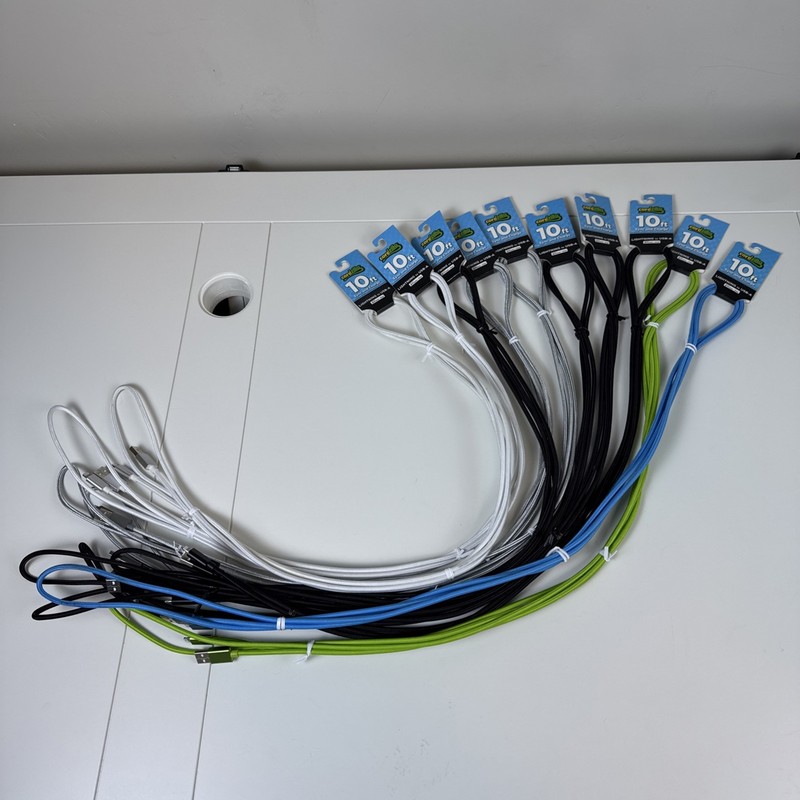 Micro USB-B to USB-A 10 ft Sync Charge Cable 5 Colors 10 pack