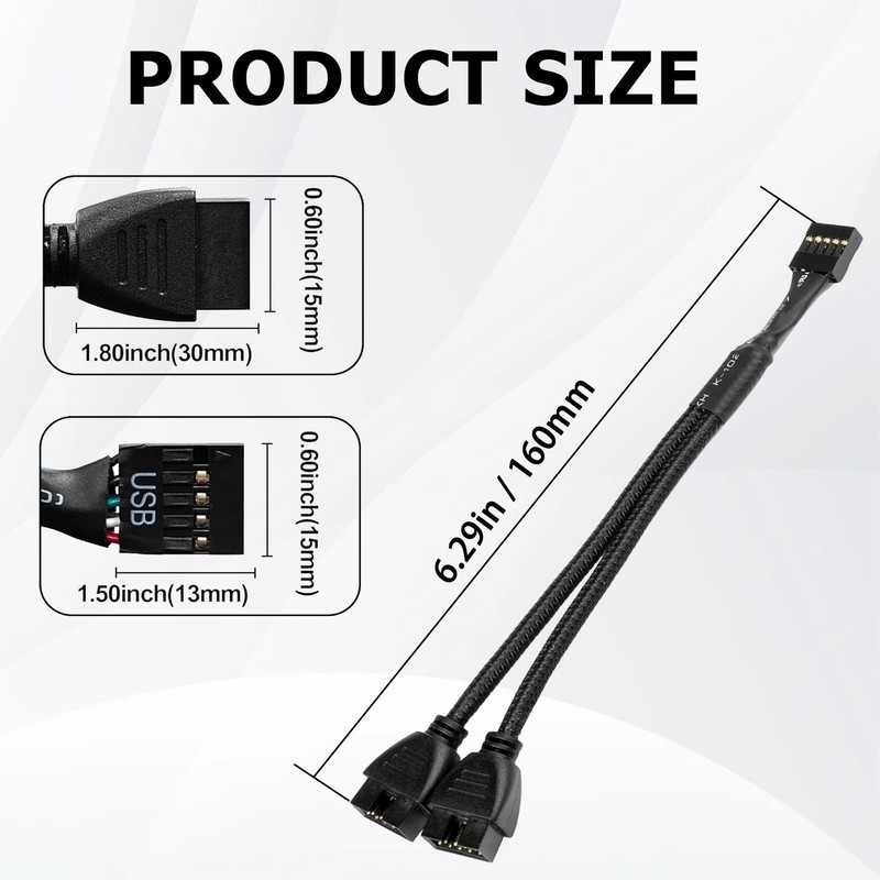 USB Header Splitter,1 to 2 Motherboard USB 2.0 9 Pin Splitter Cable,Internal ... gallery