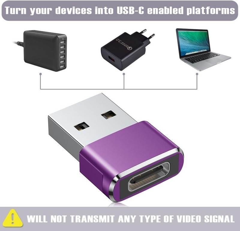 USB C Female to USB Male Adapter Type C to USB USB-C to A Converter- 2Pk, Purple gallery