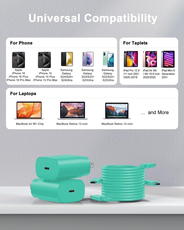 Type C Charger Fast Charging, 2Pack [10FT&6FT] Long USB C Cable with 25W Phone S gallery
