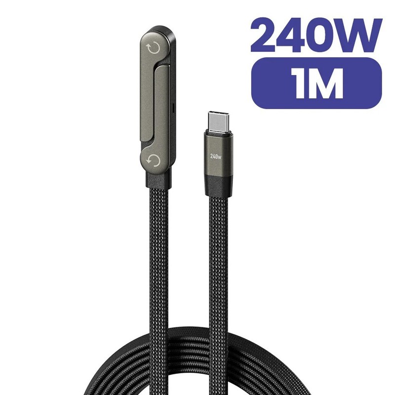 USB C Charging Cable 240W Fast Charge Data Wire with Phone Stand Type C Foldable