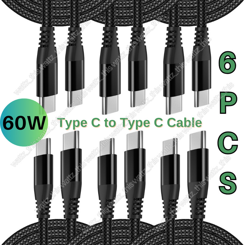 60W Braided PD Charger Type-C USB C to USB C Fast Charging Cable For iPhone 15