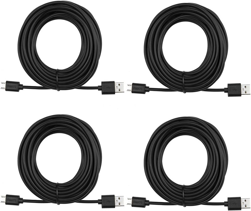 Smays 4-Pack 25ft Security Camera Micro USB Extension Cable Compatible for Wyze gallery