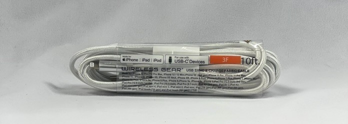 New 10ft Charge & Sync Cable – iPhone 13 12 11 X XR 8 – Chevron or White