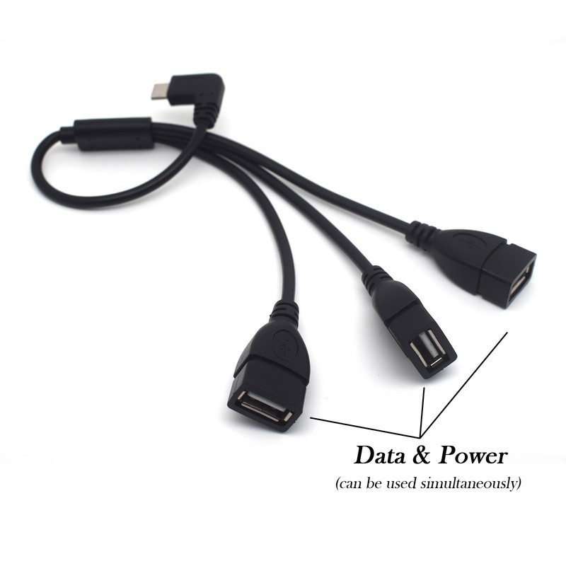 2pcs Right Angle USB-C Male to 3 USB-A Female OTG Splitter Data Charging Cable gallery