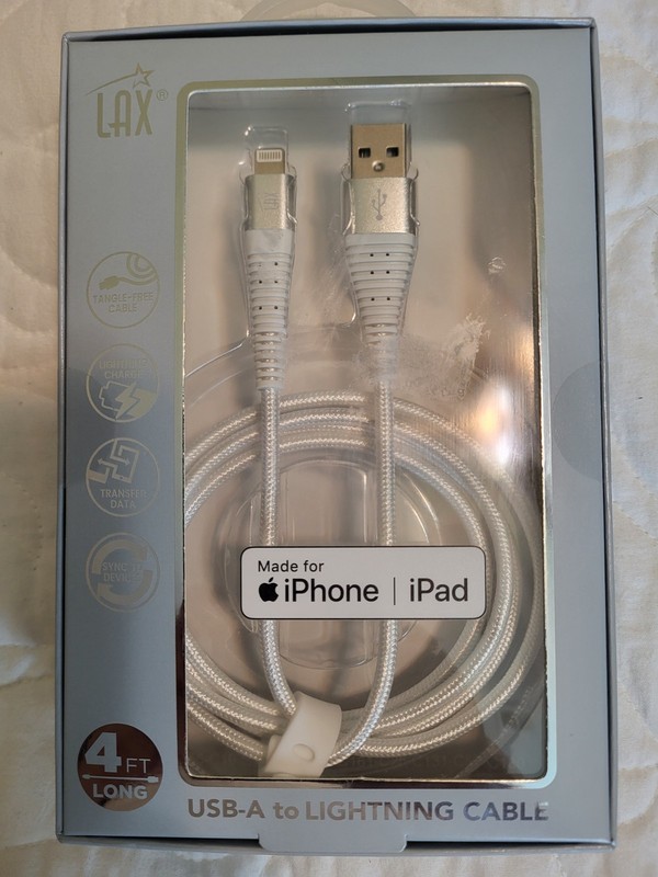 LAX USB-A CABLE FOR IPHONE IPAD 4′