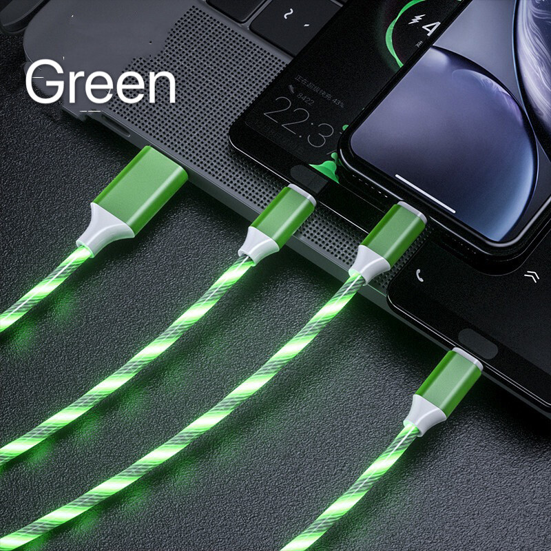 3 in1 LED Light Up Fast Charging Charger Cable USB iPhone Android Type C USB