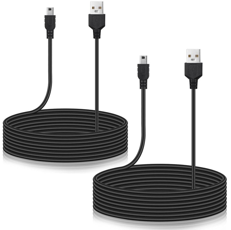 15 ft Long Mini USB Cable for PS3 Controller, Mini-B Charger Cord 2-Pack