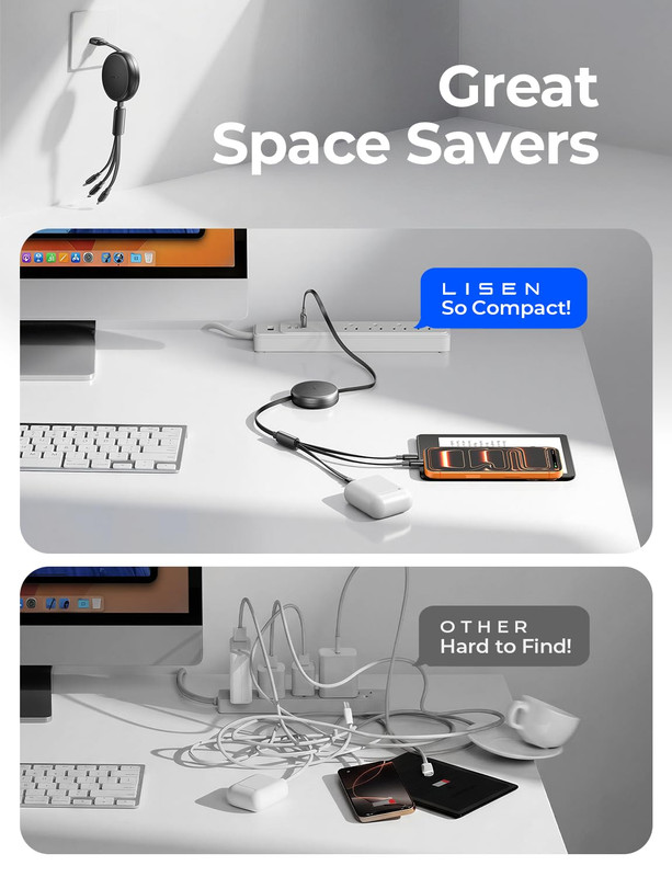 Multi Charging Cable, 3 in 1 Retractable Charging Cable, Retractable Car Charger gallery