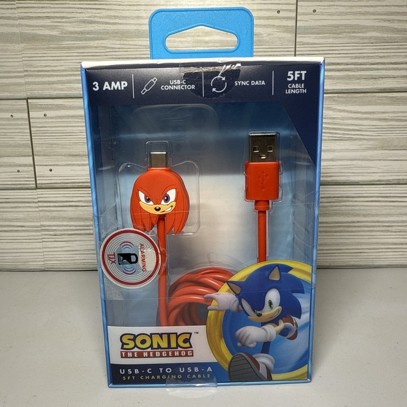 NEW Sonic The Hedgehog KNUCKLES USB-A to USB-C 5ft Charging Cable