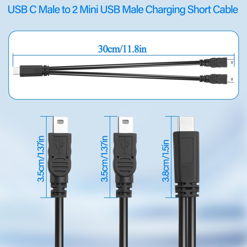USB to 2 Mini USB Splitter Charging Cable, 5V 3A, 2 in 1 Connector, No Data T... gallery