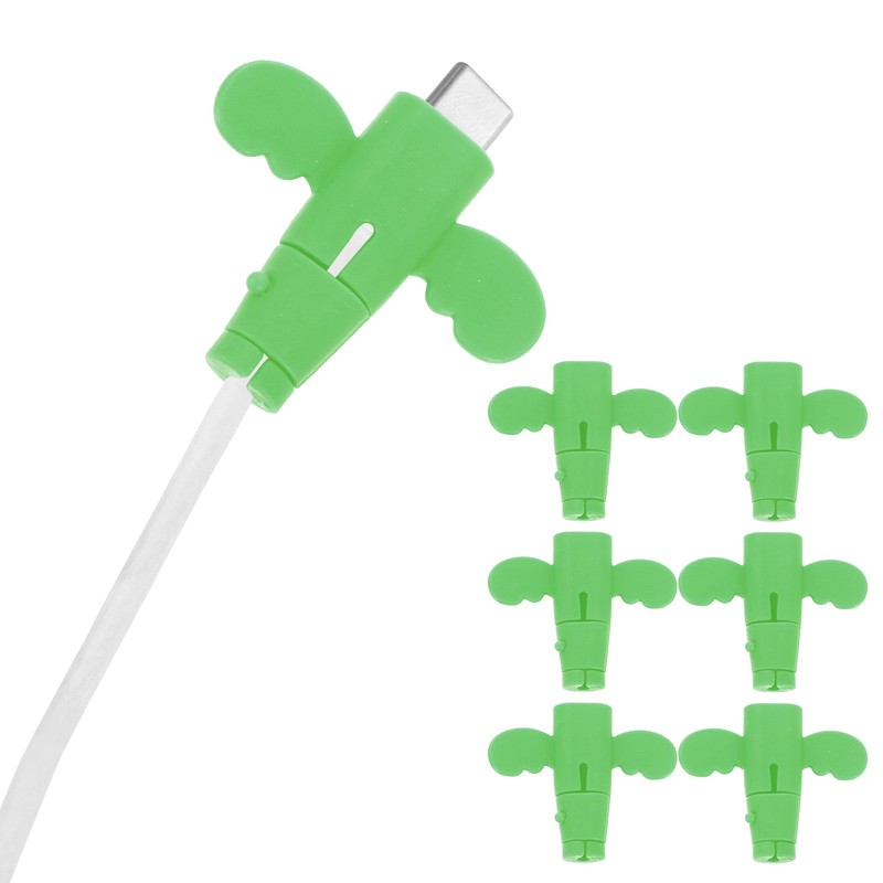 24Pcs Charger Cable Protector, Flexible Cute Wire Cord Saver Organizer, Green