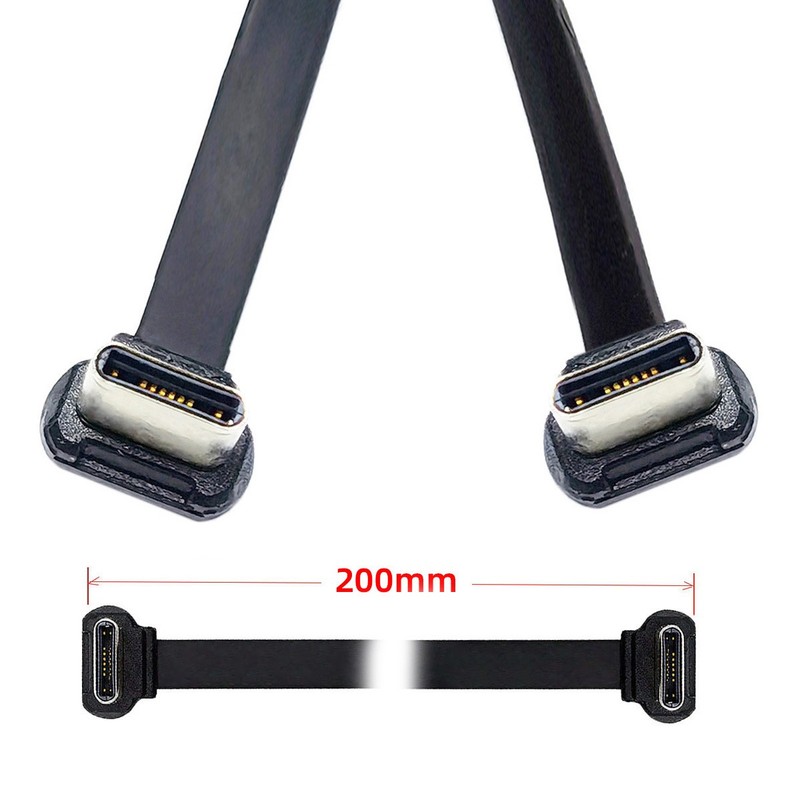 USB-C Type C to USB-C USB2.0 Data Cable Angled Connector 65W Fast Charge