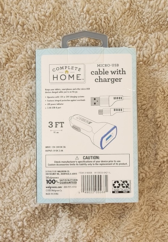 Complete Home Micro USB Cable With Charger - 3 Foot gallery