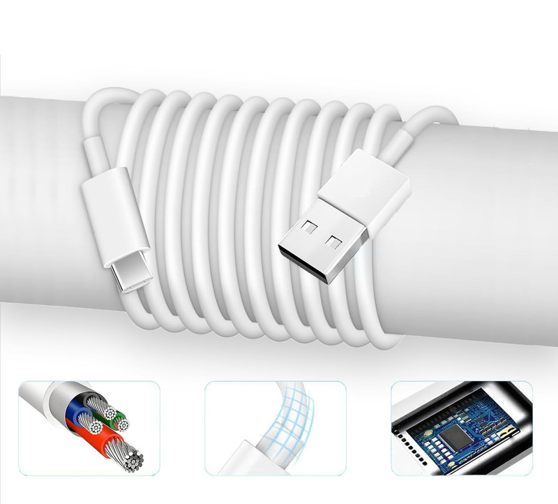 1M USB C Cable Charging Data Transfer USB A to TypeC Power Charging Cord White gallery
