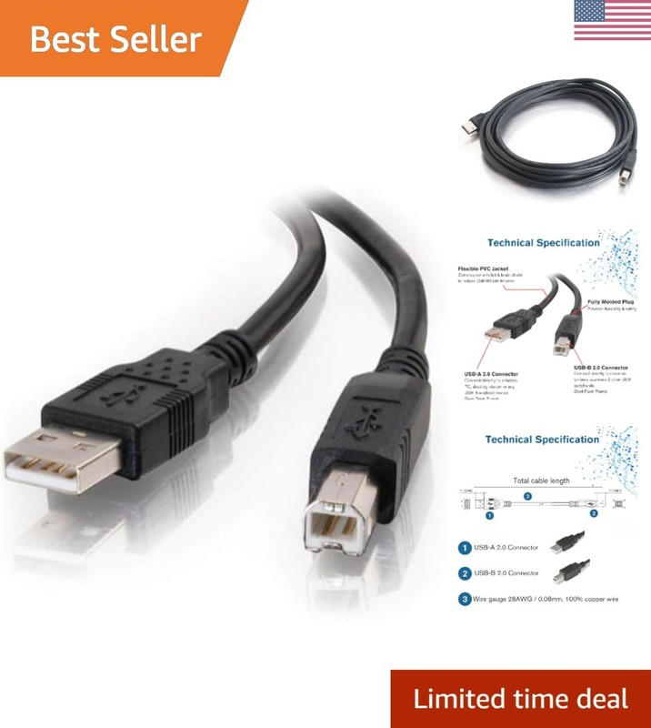 USB Cable, USB 2.0 Cable, USB A to B Cable, 3.28 Feet 1 Meter, Black, Cables …