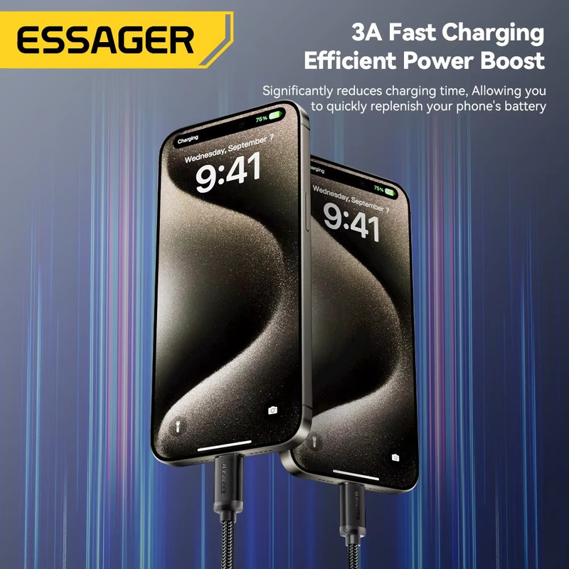 USB-A To USB-C Cable 3A Fast Charging Braided Lead For Xiaomi Samsung iPhone 1M gallery