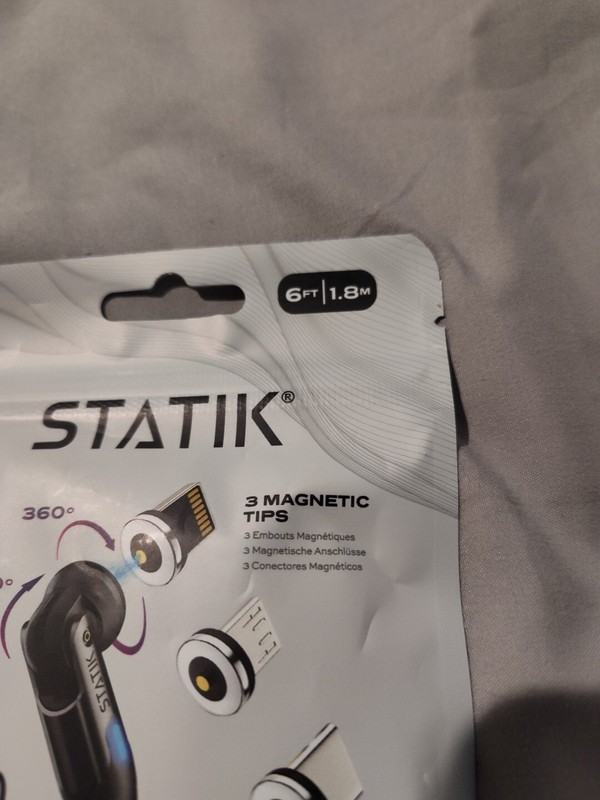Sealed Statik 360 Universal Magnetic 6ft Charge Cable 3 Magnetic Tips (T) gallery