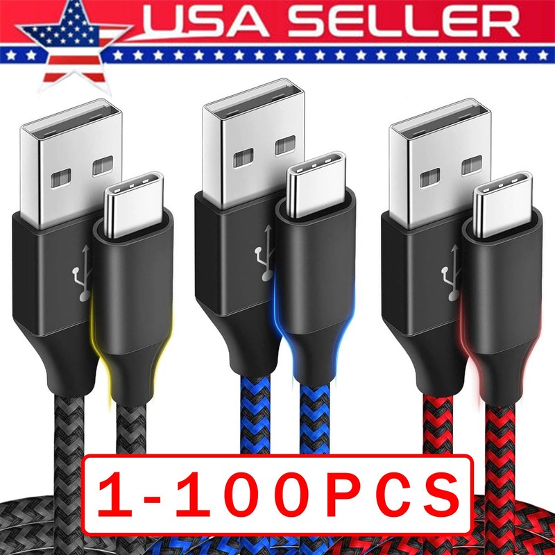 Braided USB C Type-C Fast Charging Data SYNC Charger Cable Cord 3/6/10FT Lot