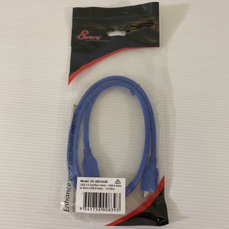 8WARE USB 3.0 Cable 1m A to Micro-USB B Male to Male Blue