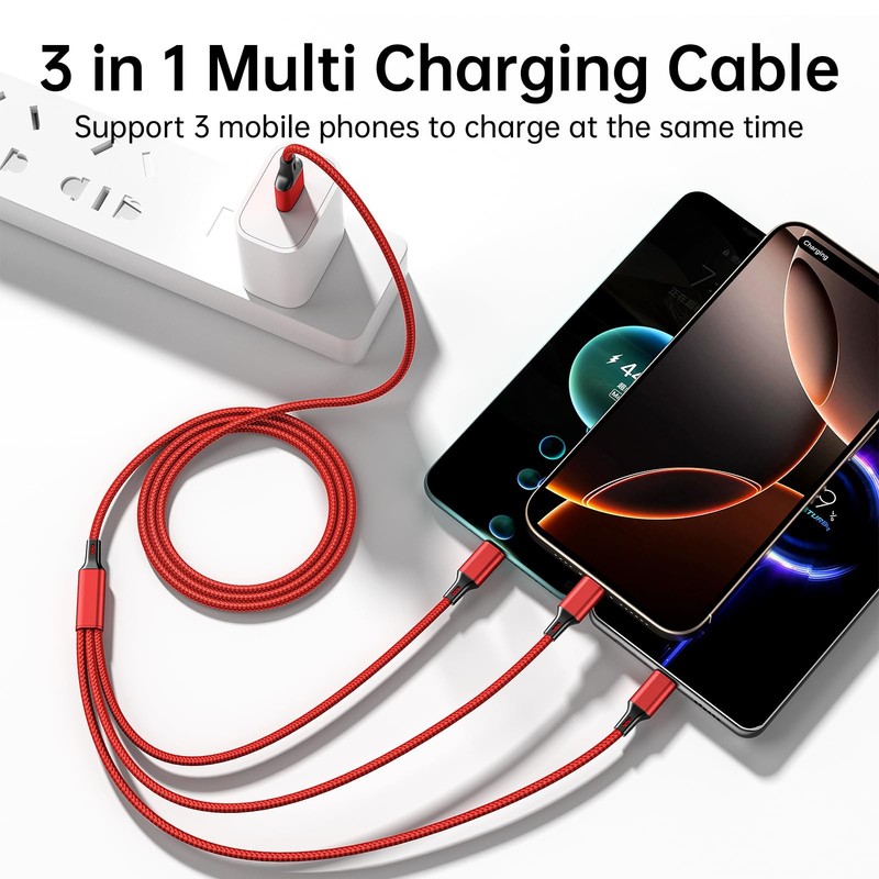 Multi Charging Cable, 4ft 2Pack Multi Phone Charger Cable Braided Universal 3... gallery