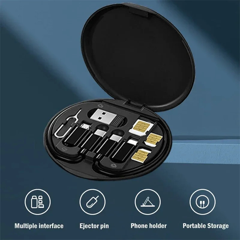 Multi USB Charging Adapter Cable Kit, C to iOS Device Box, blue gallery