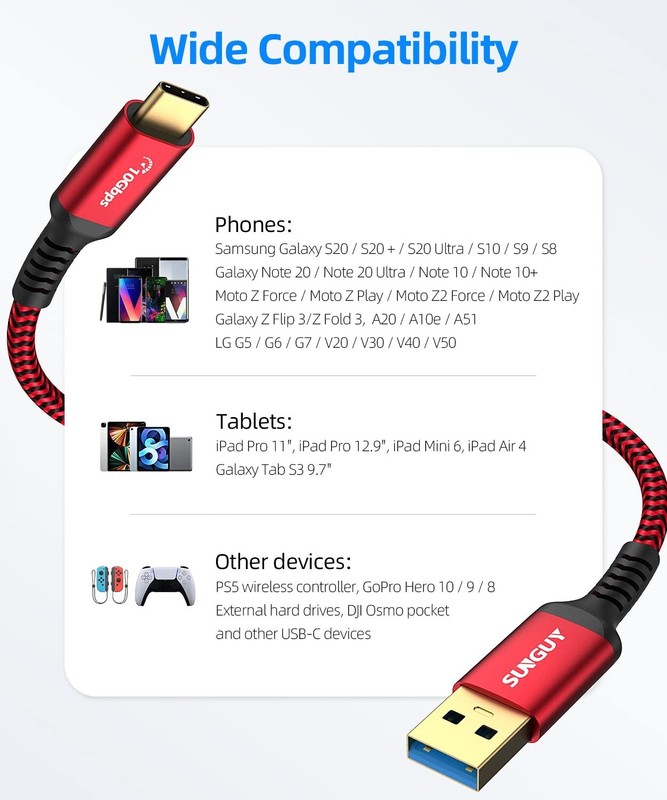 USB C Android Auto Cable 1FT, 3A USB a to C USB 3.1 USB 3.2 Gen2 10Gbps Data gallery