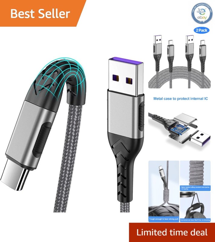 10ft USB C Charging Cable 2Pack – Fast Data Transfer & Safety Certified