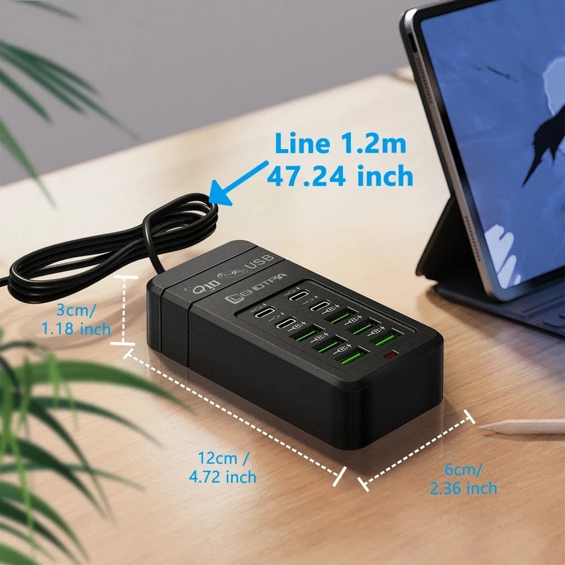 EU UK US Plug Multiple Rapide USB Charger Power Adapter 1.2M Extension Cord 6 US gallery