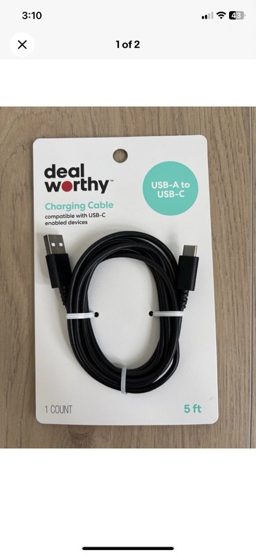 2 Lot Deal Worthy USB-A to USB-C Charging Cable - 5 Ft gallery